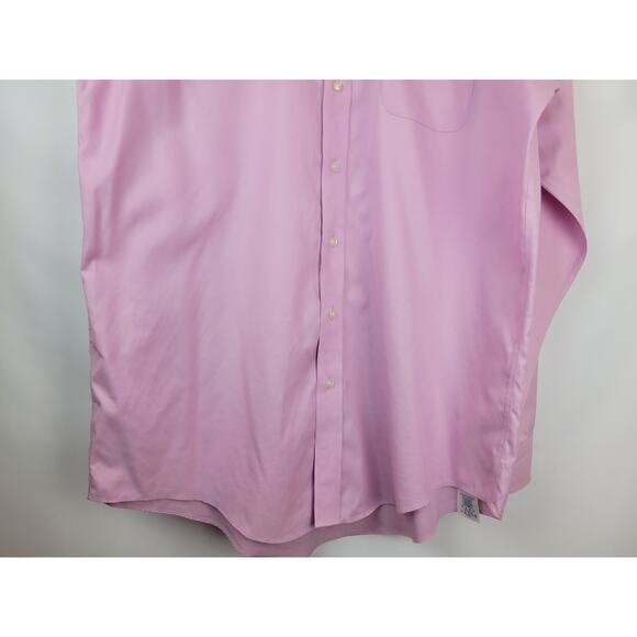 Lands End Men's Pinpoint Oxford Button Up Shirt Pink Purple Sz 17/37 Tall - Picture 3 of 9